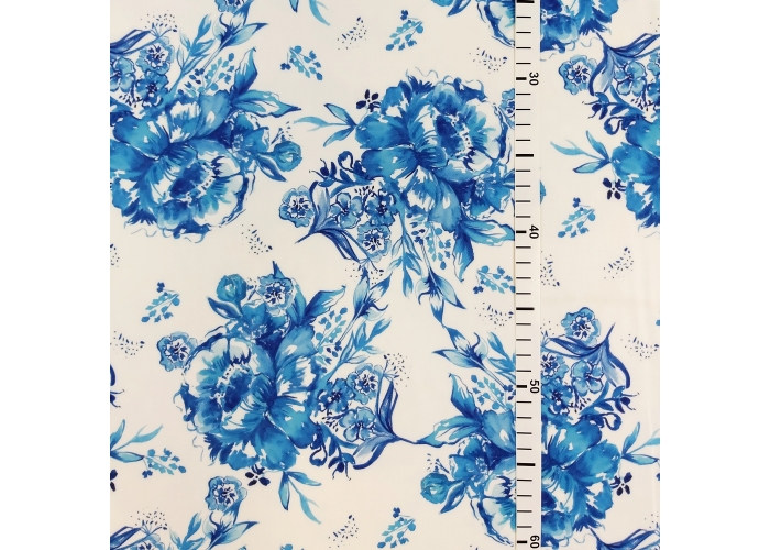 Tkanina BARBI MARCHIANO -  niebieskie kwiaty 220g/m²/145cm